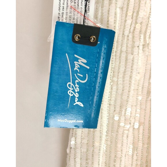 New MAC DUGGAL (10817) White Sequin & Silver Beads Spaghetti Strap Gown Wn's (8) - Picture 12 of 16